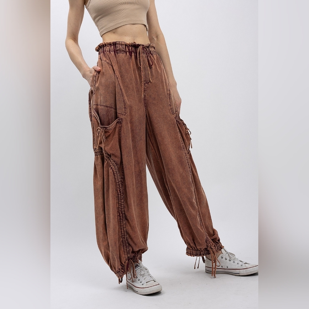 NEW BLUE VELVET RED BEAN CARGO HAREM PANTS. SM-XL